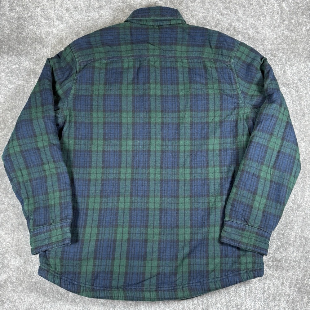 LL Bean Jacket Men's Medium Green Blue Scotch Slightly Fitted Pearl Snap - Picture 2 of 7